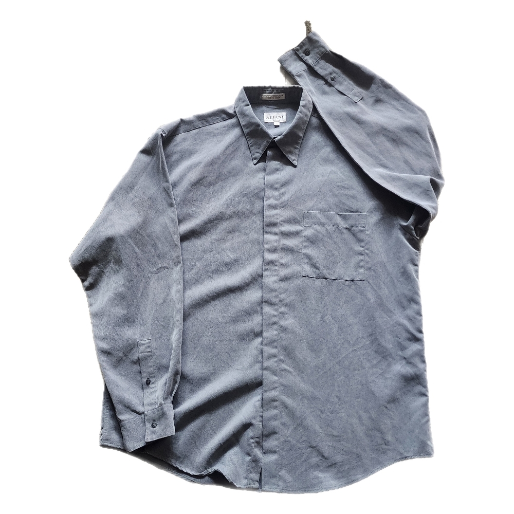 ALFANI Men's Long Sleeve Button Front Grey Soft Shirt Size XL 0712